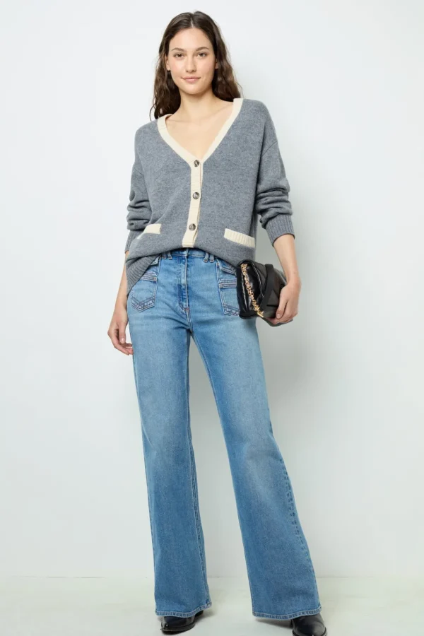 Cheap Wool two-coloured cardigan - JANNICE Knitwear